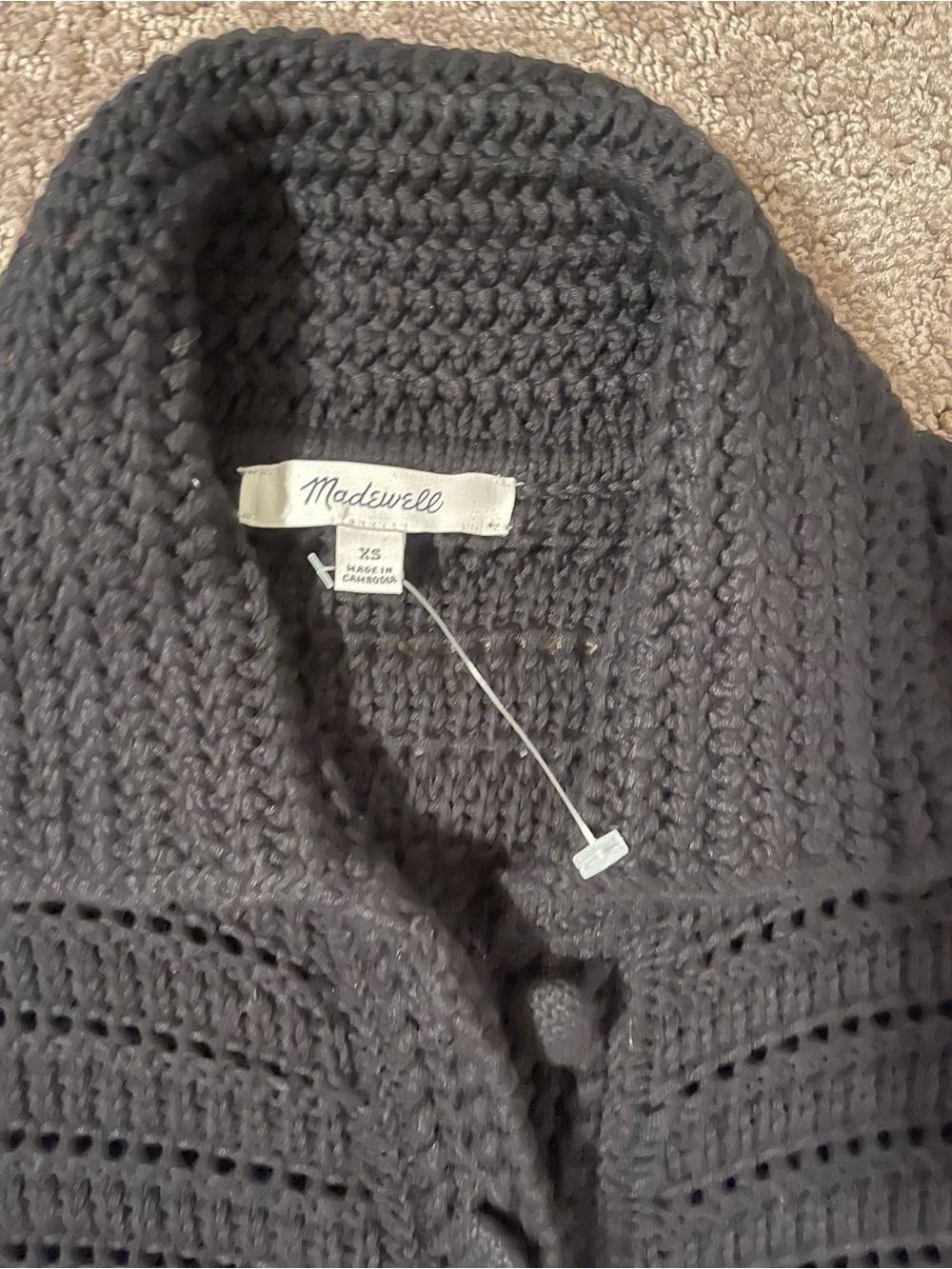 Madewell Black Crochet Button-Up Cardigan - Picture 3 of 9